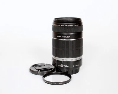 Canon EF-S 55-250mm f/4-5.6 IS Telephoto Zoom Lens (Black) - Image 1 of 4