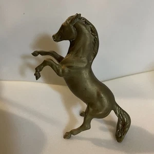 MCM Solid Brass Rearing Horse Stallion Mustang Statue Figurine 8” 1970’s - Picture 1 of 7