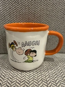 AAUGH! Peanuts X Rae Dunn Lucy Charlie Brown Snatch Kick Mug NEW Football Season - Picture 1 of 2