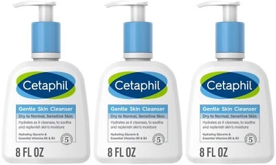 Paquete de 3: Limpiador de piel sensible suave Cetaphil piel seca a normal, 8 fl oz Foto 1 de 4
