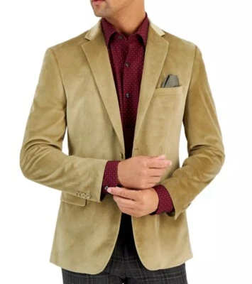 Alfani Men's Slim-Fit Solid Velvet Sport Coat, Tan, Size 38 Long Brand New Tags - Image 1 of 4