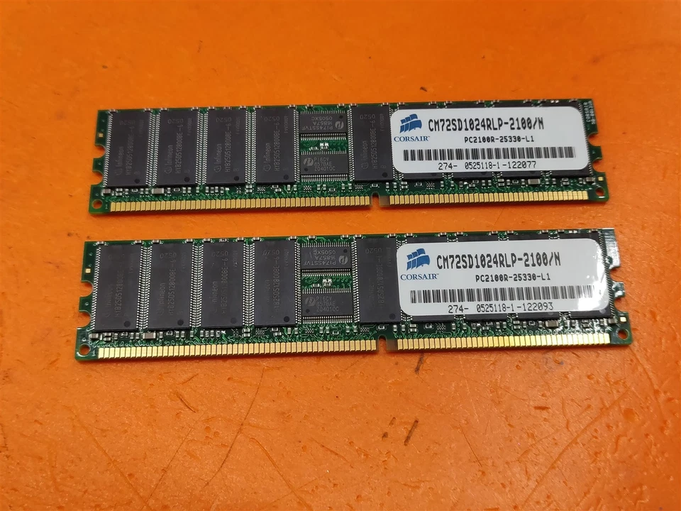 ⭐️⭐️⭐️⭐️⭐️ RAM Corsair 2x1GB PC-2100 CM72SD1024RLP-2100/N Reg. Desktop Memory - Image 1 of 3