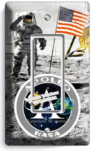 ASTRONAUTA ESPACIAL NASA APOLO ATERRIZAJE LUNAR 1 INTERRUPTOR GFI PLACA DE PARED HABITACIÓN DECORACIÓN DEL HOGAR - Imagen 1 de 1