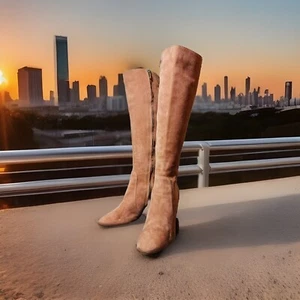 Gianvito Rossi Women's Beige Suede Knee High Boots Shoe Size EU 36.5 US 6 - Picture 1 of 13