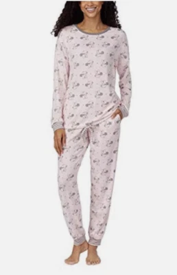 Conjunto de pijama feminino Disney rosa Minnie Mouse manga longa 2 peças tamanho pequeno - Imagem 1 de 4