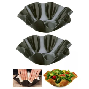 2 Pack Non Stick Tortilla Shell Maker Mold Salad Bowl Pans Tostada Bakers Steel - Picture 1 of 1