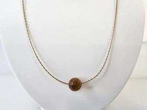 16" 14K Yellow Gold Brown Bead Necklace (AM1079800) - Picture 1 of 6
