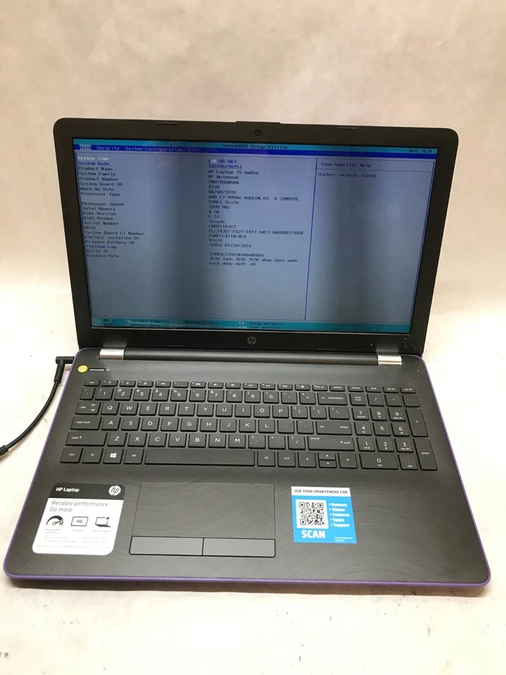 HP 15-bw003wm 15" Laptop AMD E2-9000e Radeon R2 1.5GHz 4GB RAM NO HDD NO OS - DW - Image 1 of 4