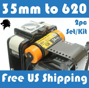 35mm to 620 Six-20 Medium Format Folding Box Camera Film Adapter Set-Kit (2pcs) - Picture 1 of 3