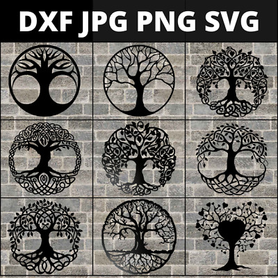 DXF SVG PNG LASER ROUTER CNC 9 X Tree Of Life Celtic Design 107 • 2.99£