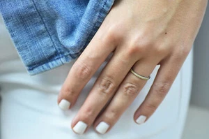 Diamant Hochzeitsband Stapelring schick gelb behandelt 14K Weißgold 0,20 TCW - Bild 1 von 5