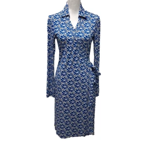 Diane von Furstenberg Wickelkleid Damen 10 blau Blumen professionell künstlerisch Büro - Bild 1 von 16