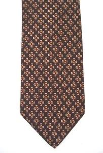 Vtg Giorgio Sant Angelo Brown Rust Beige Geometric All Silk Logo Tie 3" Wide - Picture 1 of 6