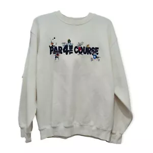 Vintage 1997 Warner Bros Looney Tunes Golf Embroidered Sweater - Size M - Picture 1 of 5