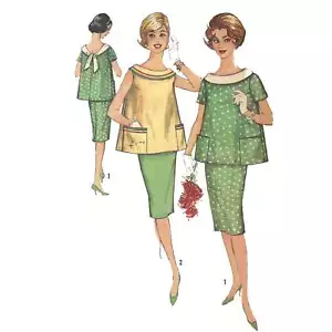 1960's Patrón de Costura: Dos Piezas,Top Y Falda Maternidad Dress - Multi Tallas - Picture 1 of 2