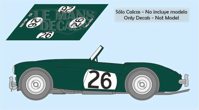 Decalcomanie Austin Healey 100 S Le Mans 1955 26 1:32 1:43 1:24 1:18 slot calcas - Immagine 1 di 1