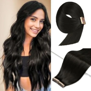 14"-22" Thick Tape In Remy Human Hair Extensions Skin Weft Full Head 20pcs - Picture 1 of 127