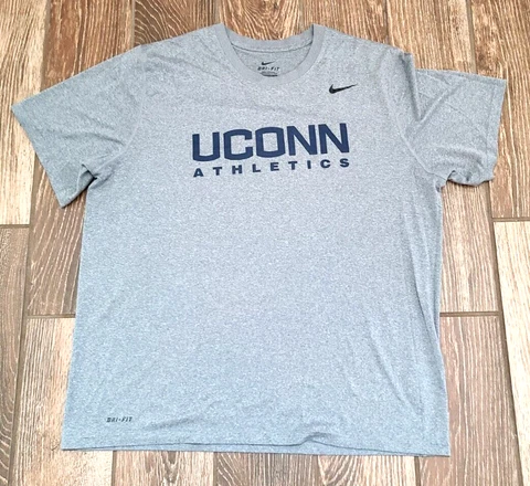 Nike University of Connecticut Huskies Dri Fit Training Shirt Gray Basketball L Cover