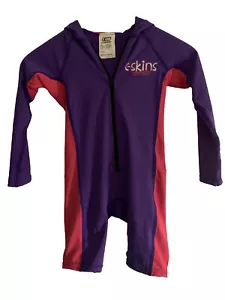 Tuta da sole bambino UV pelli a C tuta corta con cappuccio manica lunga viola rosa - Foto 1 di 2