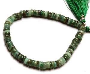 Natural Emerald Gemstone 6.5 mm Size Faceted Heishi Rondelle Beads 8" Strand - Picture 1 of 8