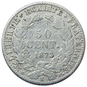 50 Centimes CÉRÈS 1873 K Bordeaux - Picture 1 of 2