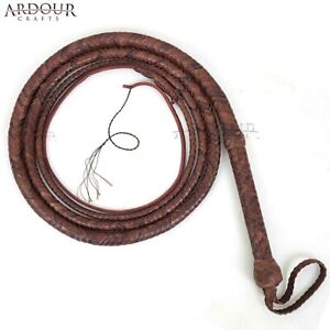 Bull Whip 198.12cm 6.5ft length Woven Surface Hand Knitted Faux Leather 