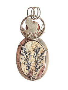 pENDANT ARTISAN RIVER DRAGON DESIGN EGRET FERN .999 FINE SILVER JEWELRY neocurio - Picture 1 of 6