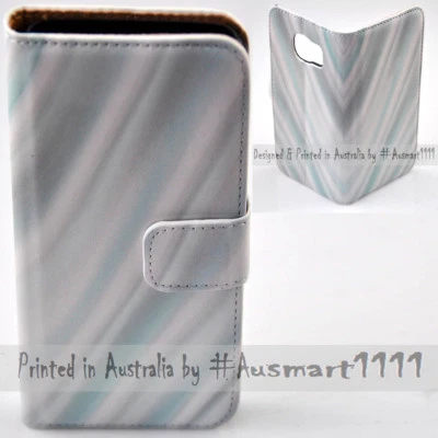 For Samsung Galaxy Series - Blue Satin Print Wallet Mobile Phone Case Cover - Image 1 of 3