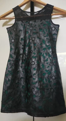 Little Girl Dress "Blush by Us Angels"  faux  Leather, Size 7 ,Black-Green - Image 1 of 4