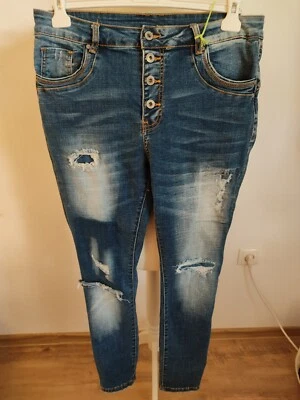 SEXY WOMAN coole Jeans mit Knopfleiste und Rissen Gr.  36 38 40 NEU - Bild 1 von 4