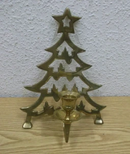 70er Wand Kerzenständer Leuchter Advent Weihnacht Tannenbaum Messing 70s - Bild 1 von 5