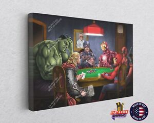 Poker Party Super Heroes Hulk Spiderman Canvas DÃ©cor Art Print Room Painting
