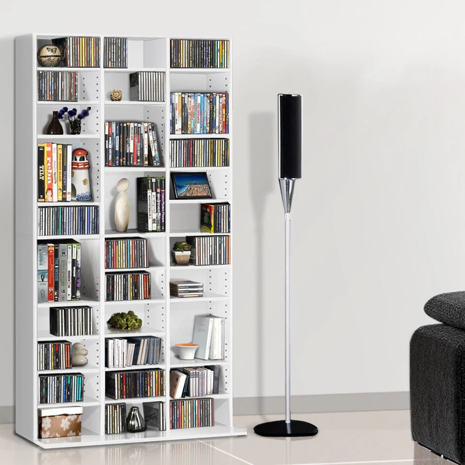 Artiss Bookshelf Display Shelf CD Storage Media Rack Stand Cupboard Book White - image 1 of 4