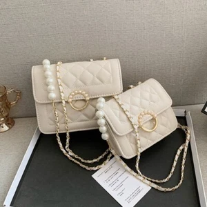 Women,s New Tide Pearl Chain Bags White Single Shoulder Crossbody Handbag - Bild 1 von 12