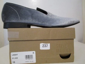 Steve Madden Mens Laight Velvet Smoking Slippers Loafers Silver Size 12 - Picture 1 of 8