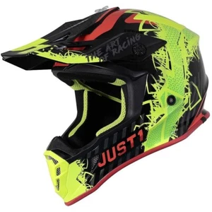 CASCO MOTO CROSS ENDURO JUST1 J38 MASK BLACK YELLOW FLUO RED TG L - Picture 1 of 5