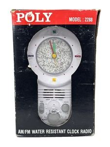 RELOJ Ducha Vintage Años 90 Poli AM/FM Resistente al Agua RADIO Posmoderno 2288 Blanco - Imagen 1 de 7