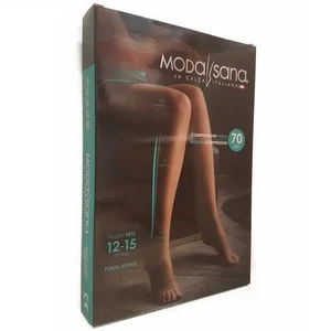 MODASANA WOMEN'S HOLD-UPS 70 DEN 12/15 MMHG HONEYCOMB OPEN TOE - Picture 1 of 2