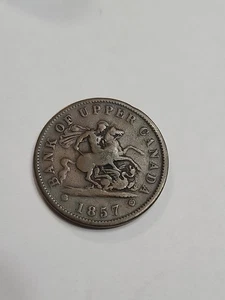 Bank Of Upper Canada 1857 One Penny Dragonslayer Token - Picture 1 of 2