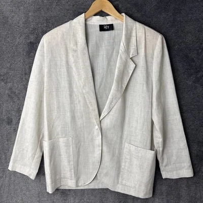 Chaqueta Blazer De Colección Años 90 Tofy Para Mujer Talla Grande Beige LS Bolsillos Informal Ropa de Oficina Foto 1 de 4
