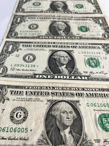 $1 One Dollar Star Notes 2 2006 2 2009 4 Federal Reserve Notes - Picture 1 of 4