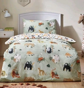 Wildtiere Tier Bettbezug Set. Wendebar. Einheitsgröße. Kinderbettwäsche - Bild 1 von 1