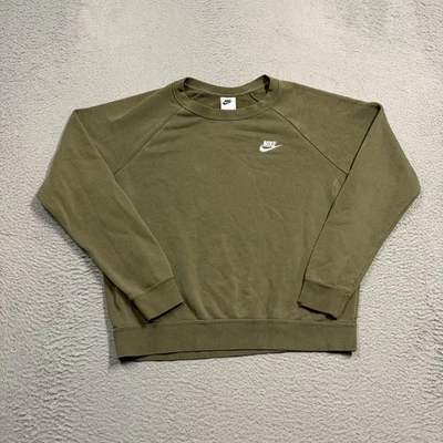 耐克 Sportswear Essential 抓绒圆领运动衫女式中号绿色 BV4110 — 第 1/4 张图片