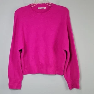 Suéter cuadrado tejido rosa fucsia brillante cuello redondo Zara 5536/110 - Imagen 1 de 7