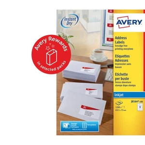 Avery Inkjet Address Label 63.5X72mm 12 Per A4 Sheet White Pack 1200 Labels J816 - Picture 1 of 3