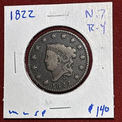 1822 1c N-7 Coronet or Matron Head Large Cent - Image 1 of 4