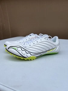 Saucony Spitfire 5 Track Spike Sprinting Shoes White/Green Men 7.5/ Women 9 - Picture 1 of 11