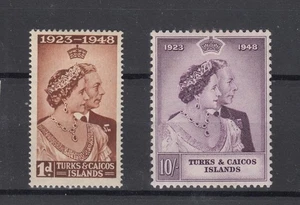Turks & Caicos KGVI 1948 Royal Silver Wedding Set SG208/209 MH BP14118 - Bild 1 von 1