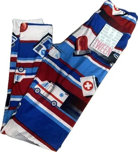 New LuLaRoe Tween Leggings 4th of July Ambulance USA Patriotic Red White Blue - Picture 1 of 5