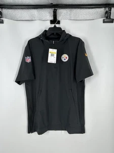 Pittsburgh Steelers Nike On Field Short Sleeve 1/4 Zip Hoodie Jacket Mens Small - Picture 1 of 12